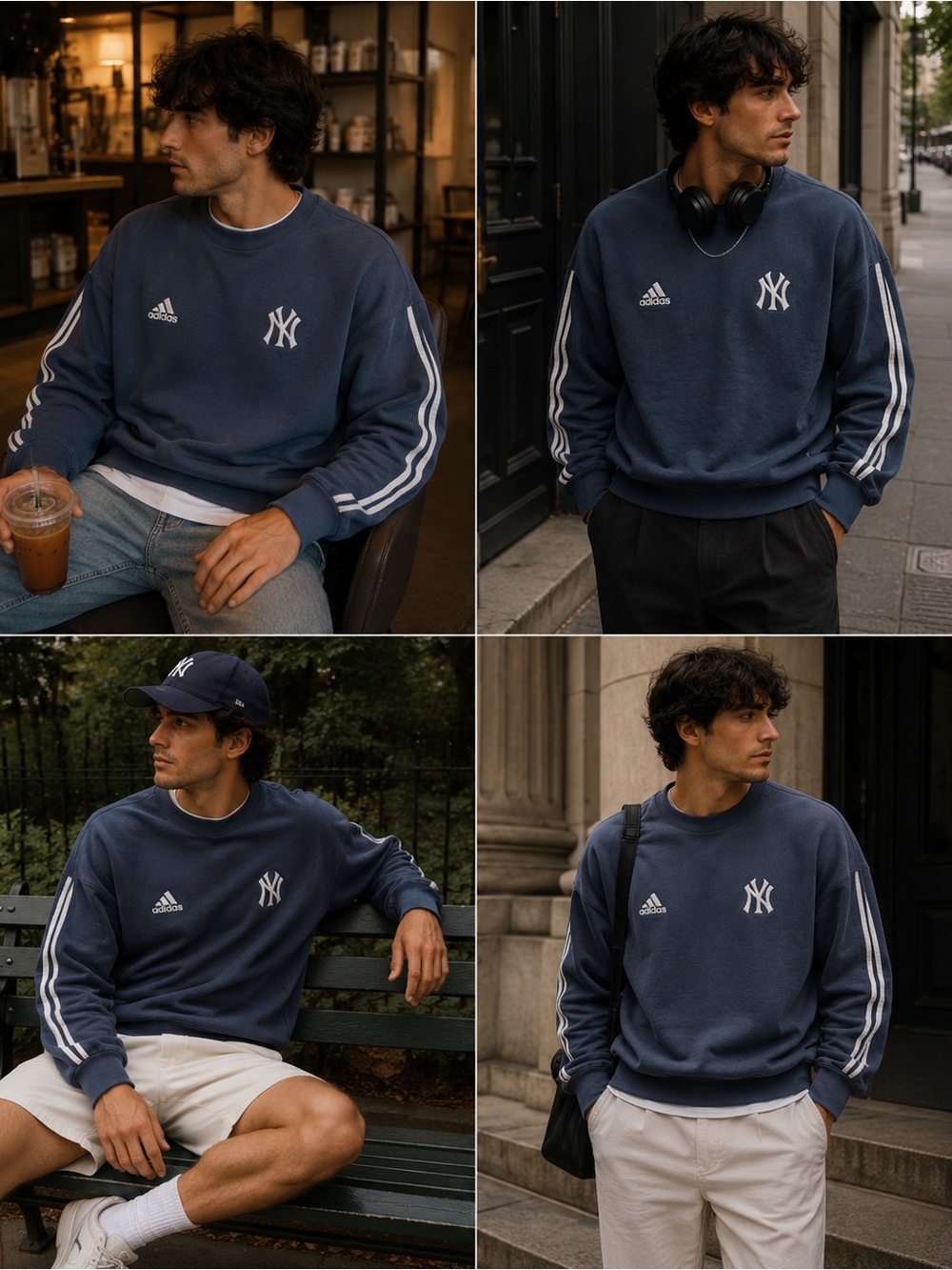 Adidas / NYC Vintage Dark Blue Crewneck Sweater